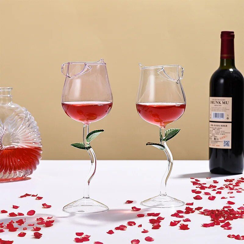 Elegant Transparent Rose-Shaped Glass - Ideal for Valentine's & Wedding Celebrations, Eco-Friendly, 150ml Kitchen