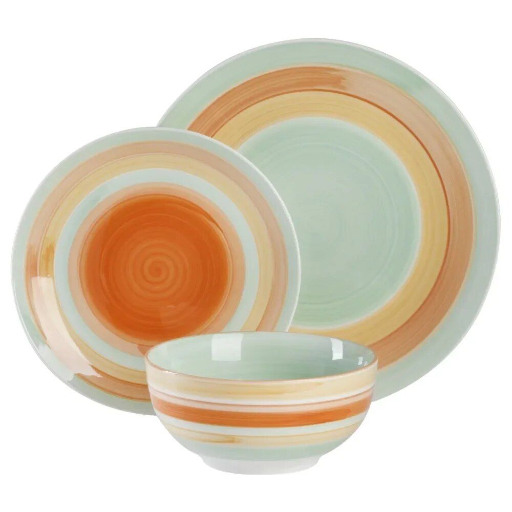 12-Piece Vintage Stripe Porcelain Dinnerware Set Home & Garden Kitchen