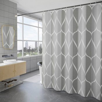 Modern Gradient Waterproof Shower Curtain with Metal Hooks