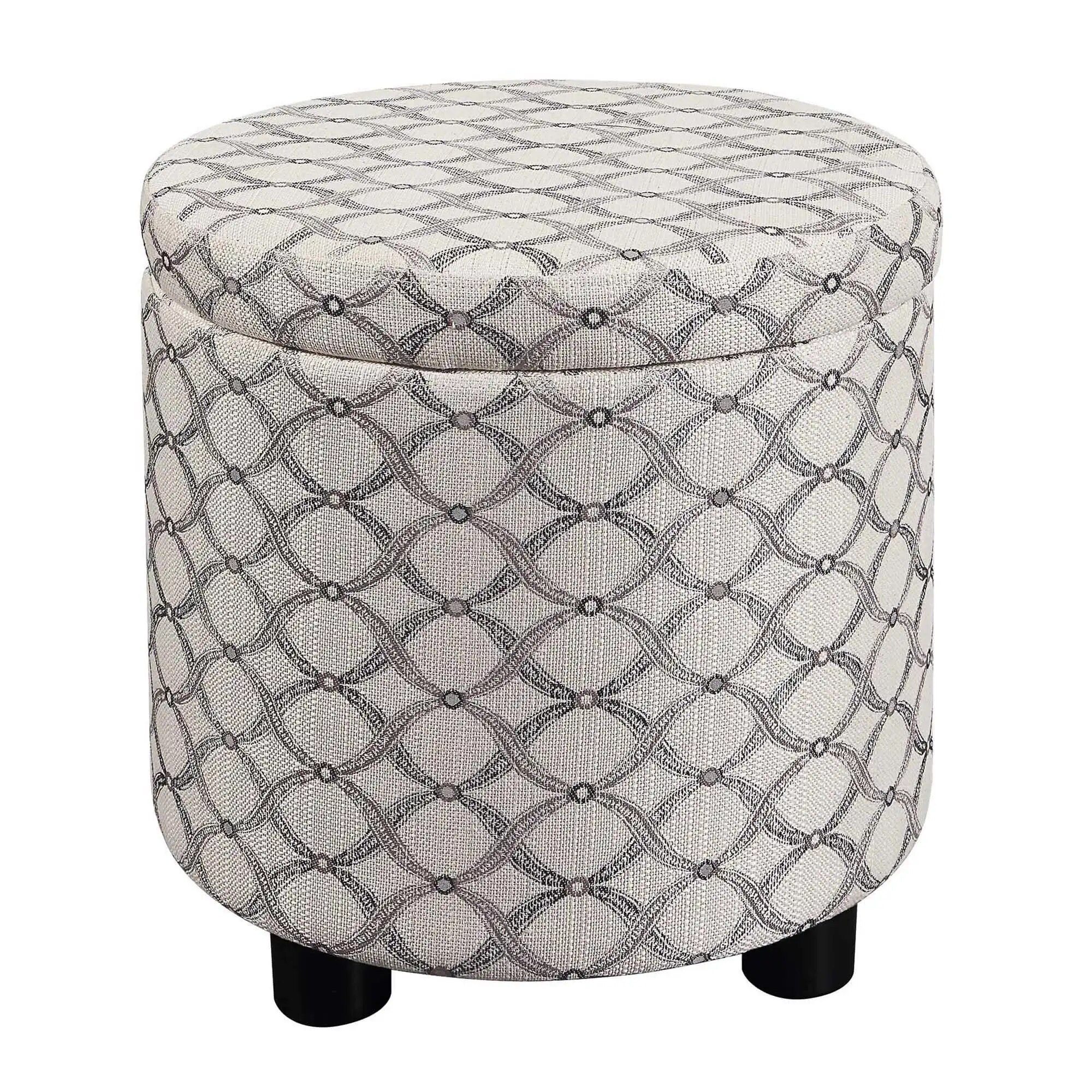 Modern Round Storage Ottoman with Reversible Tray Lid Home & Garden Home Decor