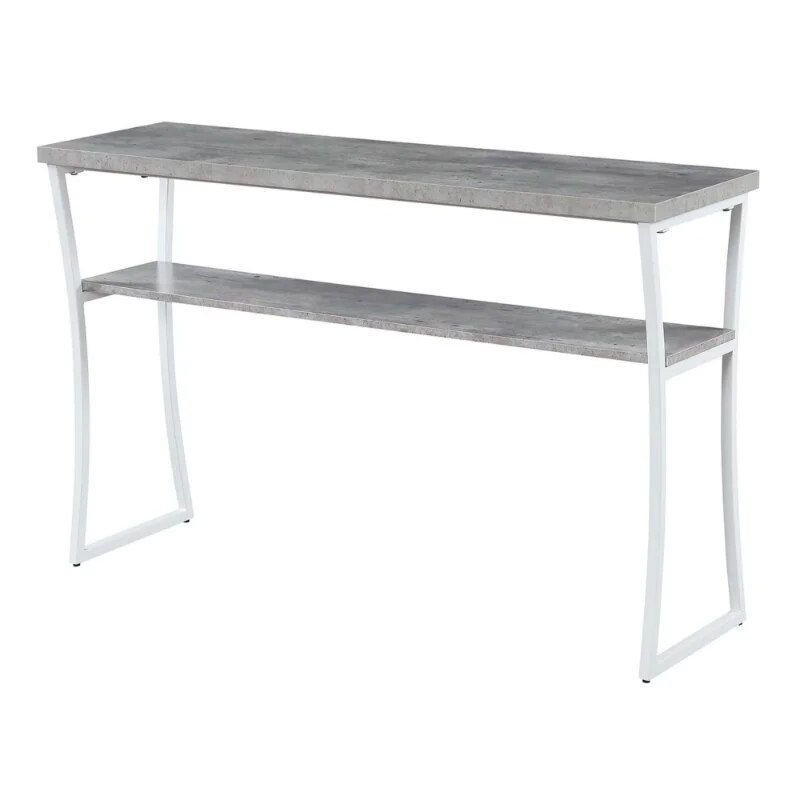 Modern Faux Birch & White Console Table with Shelf Home & Garden Home Decor