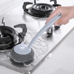 Multi-Purpose Stainless Steel Cleaning Brush with Long Handle - Image 2