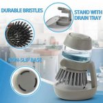 Eco-Friendly Kitchen Scrub Brush with Soap Dispenser and Holder - Image 4