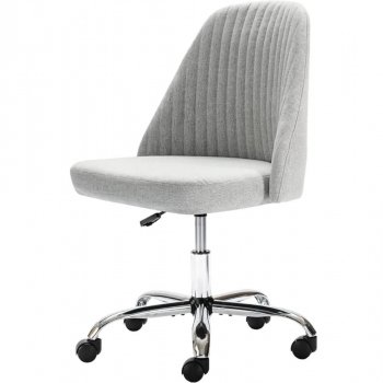 Modern Adjustable Twill Upholstered Office Chair - Low Back, Swivel Vanity Desk Chair