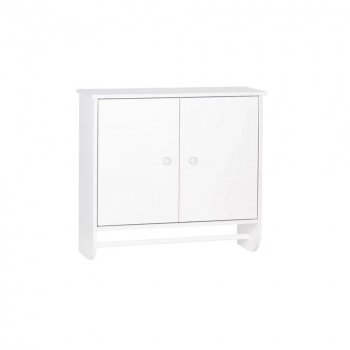 White 2-Door Wall Storage Cabinet with Towel Bar and Adjustable Shelf