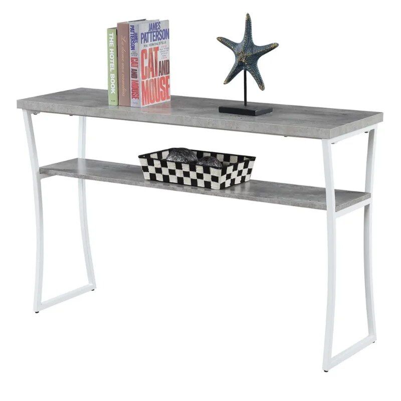 Modern Faux Birch & White Console Table with Shelf Home & Garden Home Decor