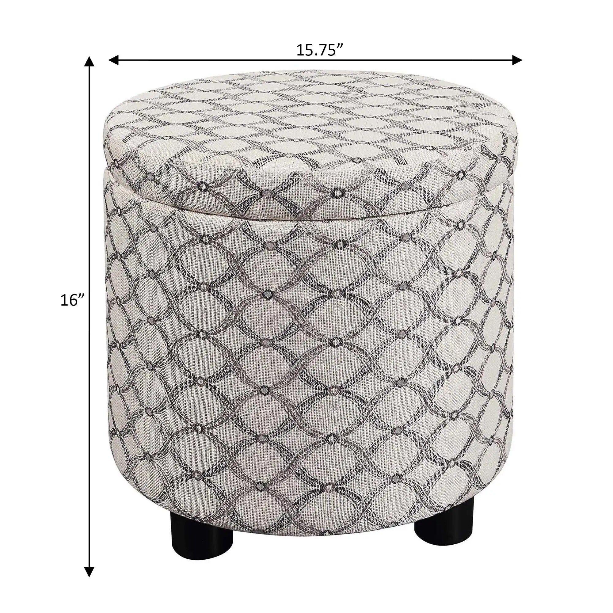 Modern Round Storage Ottoman with Reversible Tray Lid Home & Garden Home Decor