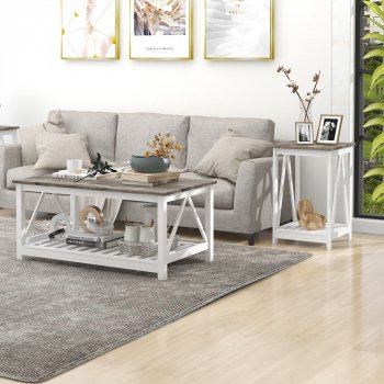 Elegant Square End Table with Slats