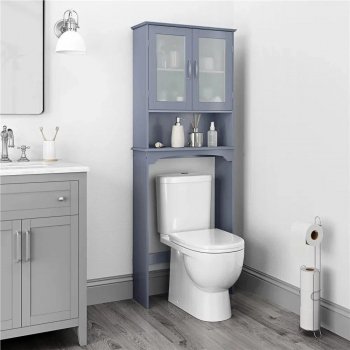 Alternative view of Chic Over the Toilet Bathroom Storage Cabinet with Adjustable Shelves