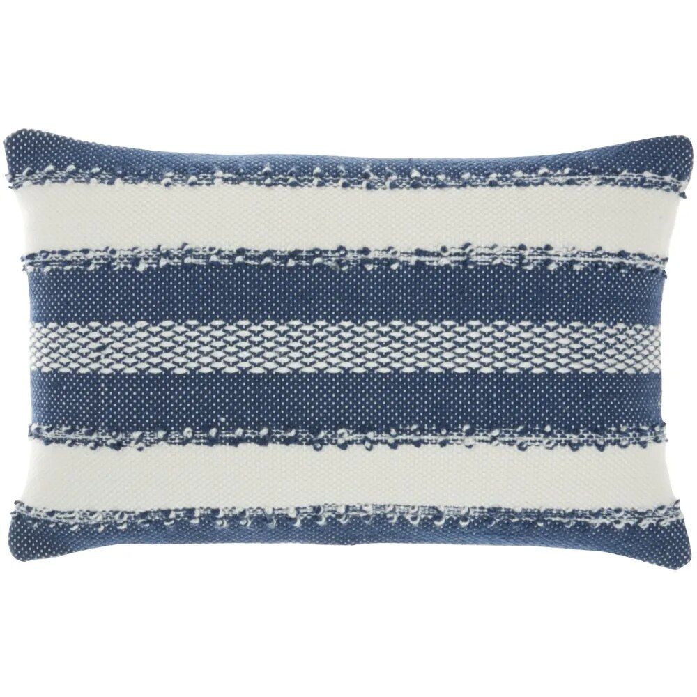 Navy Woven Stripes & Dots Decorative Throw Pillow for Home & Garden Home & Garden Home Decor