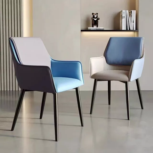 Luxury Minimalist Modern Dining Chair with Armrests – Ergonomic PU Leather Office & Kitchen Seating