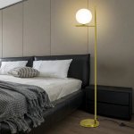 Elegant 9W LED Frosted Glass Globe Floor Lamp with Gold Finish - Image 3