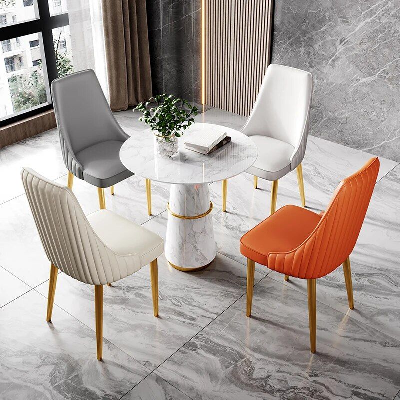 Elegant Modern Dining Chair with Gold Legs - Luxury Synthetic Leather Seating for Home and Events Furniture Home & Garden Home Decor