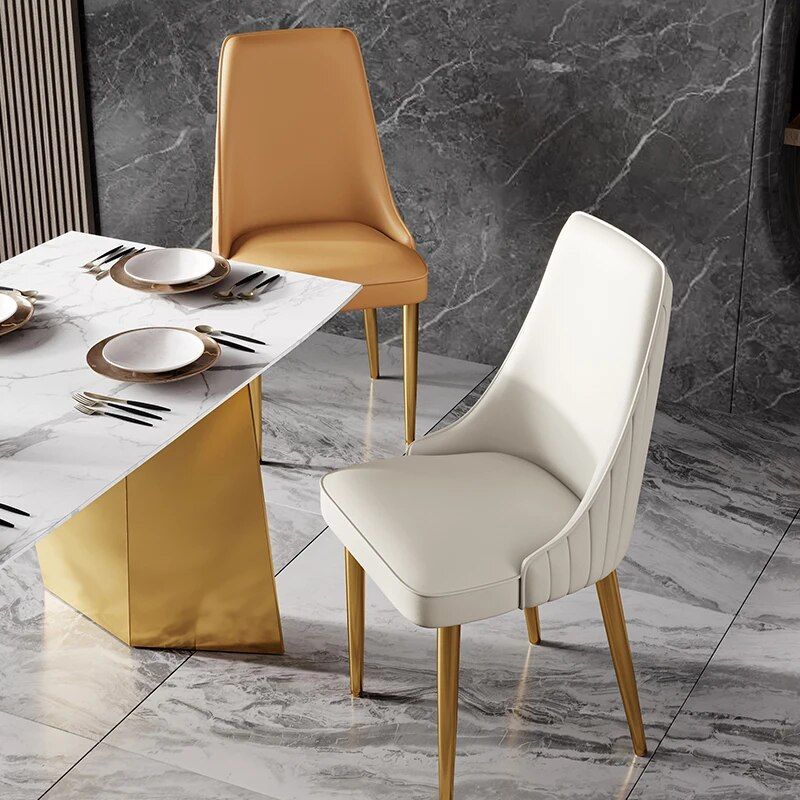 Elegant Modern Dining Chair with Gold Legs - Luxury Synthetic Leather Seating for Home and Events Furniture Home & Garden Home Decor