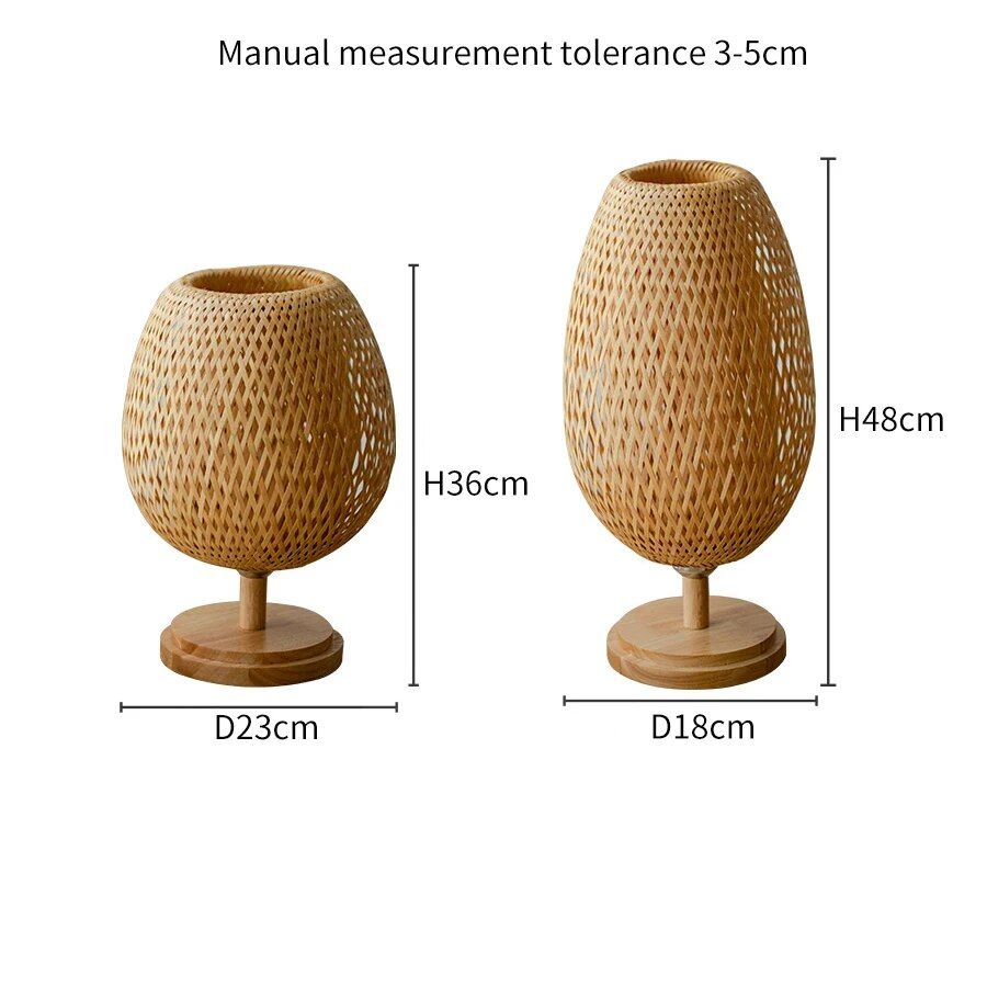 Handwoven Bamboo & Rattan Table Lamp: Retro Japanese-Style Bedside Lighting Furniture Home & Garden Special Deals