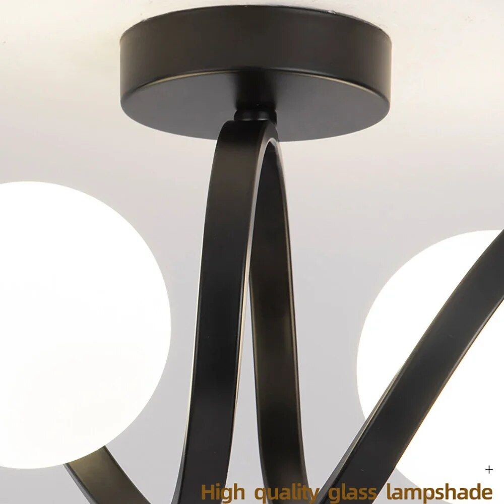 Elegant Modern Ceiling Lamp - Black and Gold Glass Lighting Fixture Home & Garden Home Decor Lighting