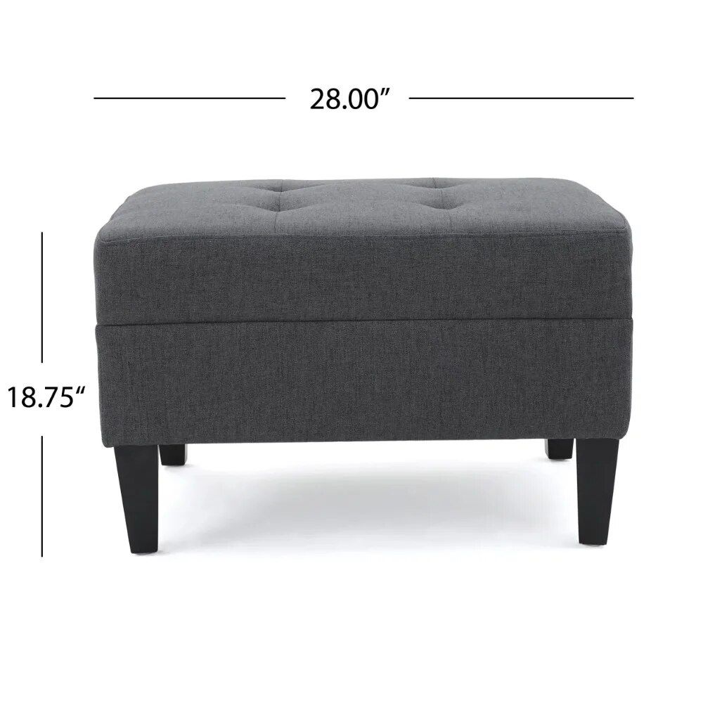 Elegant Dark Grey Fabric Tufted Ottoman Furniture Home & Garden Home Decor