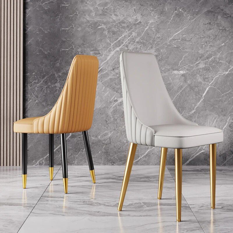 Elegant Modern Dining Chair with Gold Legs - Luxury Synthetic Leather Seating for Home and Events Furniture Home & Garden Home Decor