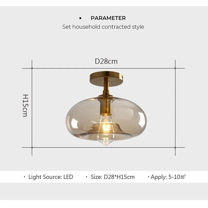 Modern LED Glass Ceiling Light - Minimalist Indoor Lighting for Home and Office Home & Garden Home Decor Lighting