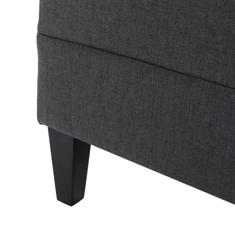 Elegant Dark Grey Fabric Tufted Ottoman Furniture Home & Garden Home Decor