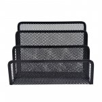 Sleek Black Metal Mesh Desk Organizer & Letter Sorter - Image 4