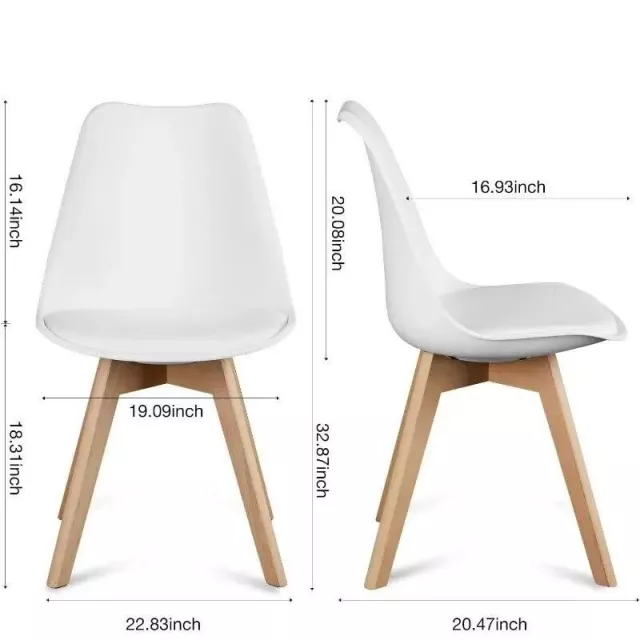 Mid-Century Modern Dining Chairs Set of 2, Armless Solid Wood Minimalist Chairs for Home