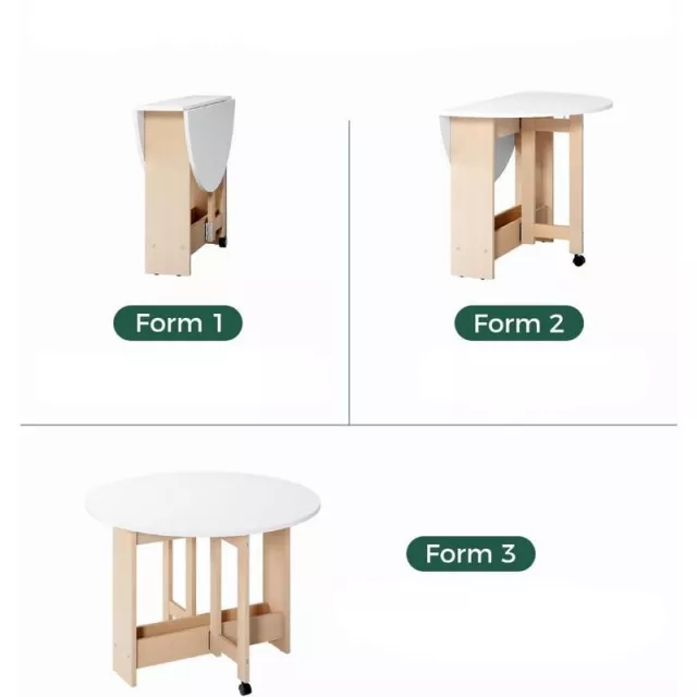 Space-Saving Convertible Drop-Leaf Dining Table with Storage and Wheels - Image 4