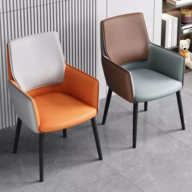 Luxury Minimalist Modern Dining Chair with Armrests – Ergonomic PU Leather Office & Kitchen Seating