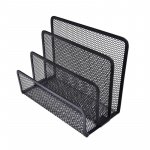 Sleek Black Metal Mesh Desk Organizer & Letter Sorter - Image 3