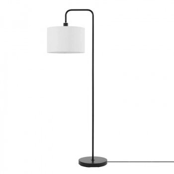 Alternative view of 58" Matte Black Floor Lamp with White Linen Shade - Contemporary Nordic Design