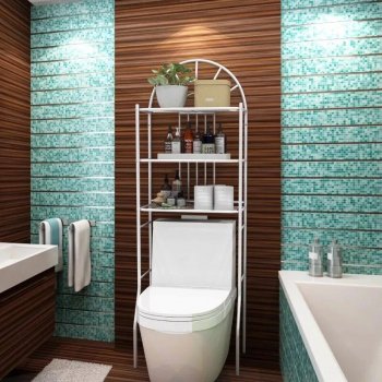 Alternative view of White 3-Tier Over-The-Toilet Metal Storage Rack