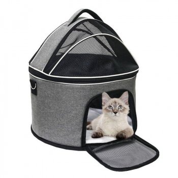 Compact Round Pet Carrier - Breathable, Lightweight, & Portable for Small Dogs and Cats