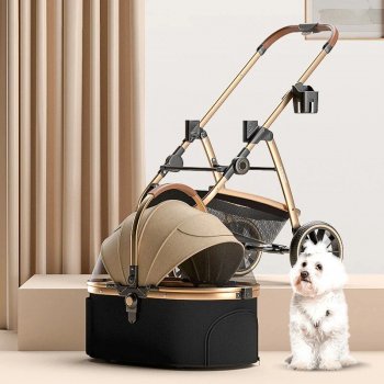 Luxury Gold 3-in-1 Pet Stroller and Carrier for Cats and Dogs