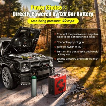 High-Pressure Portable PCP Air Compressor with Water and Fans Cooling - 5800Psi/40Mpa, 350W Motor, Auto Stop
