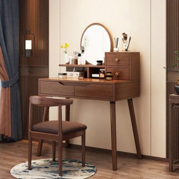 Modern Nordic Minimalist Dressing Table with Mirror – Elegant Home Makeup Station