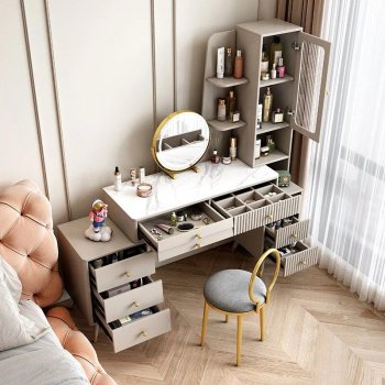Modern Minimalist Dresser with Retractable Makeup Table - Luxury Bedroom Dressing Table