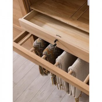 Elegant Oak Japanese-Style Wardrobe with Sliding Doors and Storage